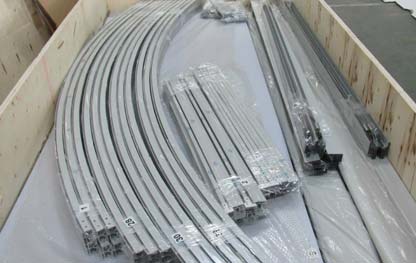 Aluminum rods used to make polycarbonate swimming pool enclosures