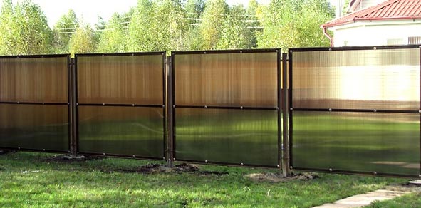 Section of polycarbonate swimming pool fence