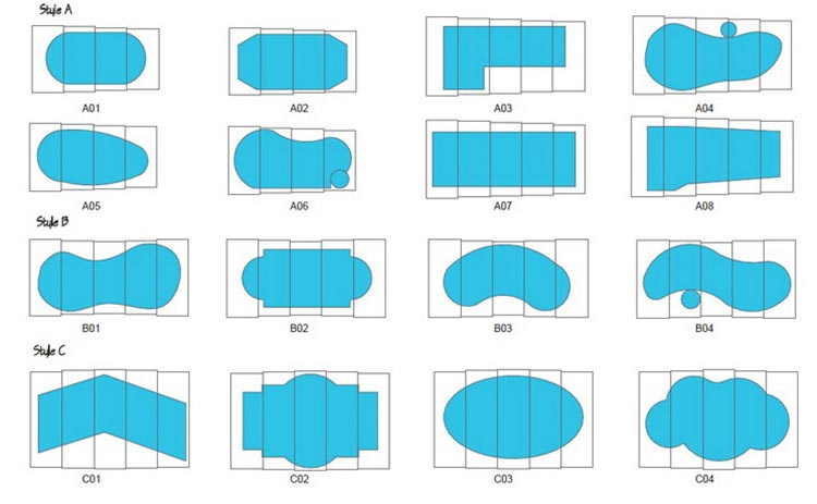 Different swimming pool designs and possible covers