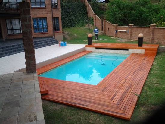 Wooden pool deck