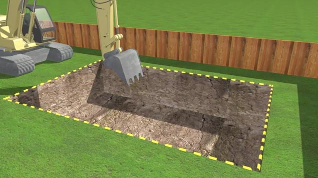 Excavate where you intend to construct the in ground swimming pool
