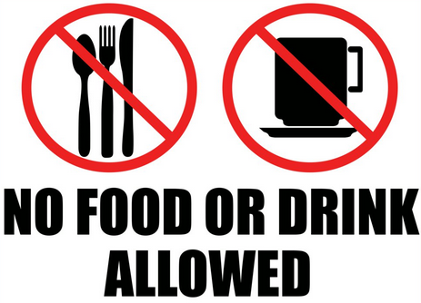 food or drinks near the pool signs