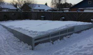 Pool enclosure covered with ice