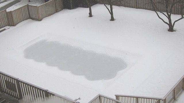 Pool covered with snow