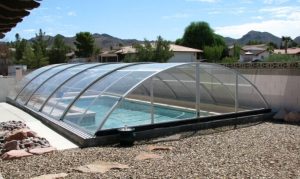 Residential swimming pool enclosure