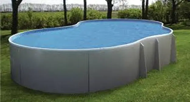 A kidney shaped above ground swimming pool – Photo Credits: WALLS INTERIOR